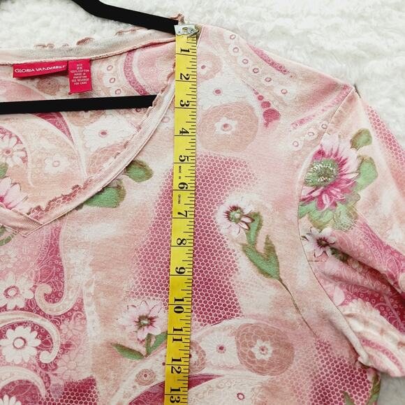 T-Shirt Powder Pink Daisy Paisley Bloomcore Whimsycore Couquette Y2K Size 2X - Picture 10 of 11